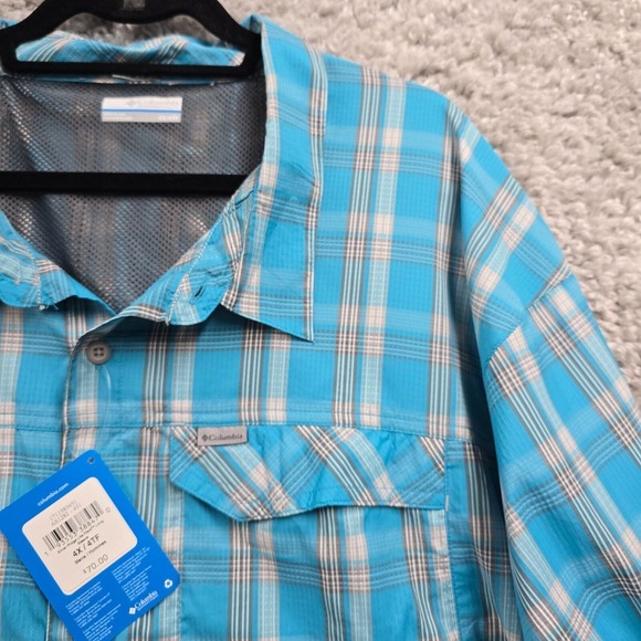 Columbia Shirt Mens 4X Blue Plaid Silver Ridge Lite Roll Tab Sleeve Outdoors - Picture 3 of 12